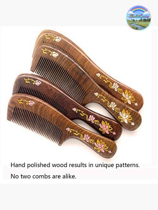 Handmade Sandalwood Fine Tooth Comb, Anti-Static Detangling Hair Comb for main image 6
